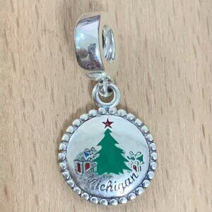 Pandora, Michigan State Tree, Eastern White Pine, Merry Christmas Charm Pendant